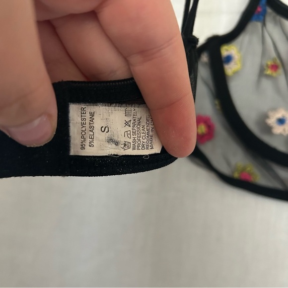 Floral Embroidered black bra corset multicolored whimsygoth fairy dark‎ feminine - Picture 4 of 6